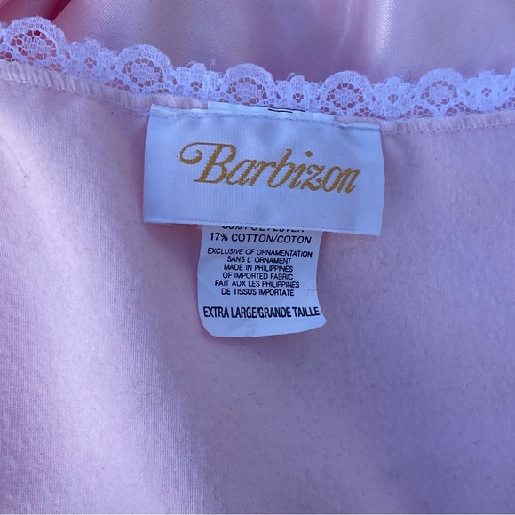Vintage Barbizon Pink Brushed Satin Floral Lace Pullover Nightgown Women’s XL - Picture 9 of 10